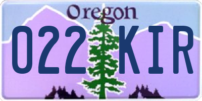 OR license plate 022KIR
