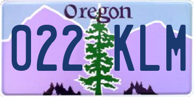 OR license plate 022KLM