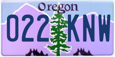 OR license plate 022KNW