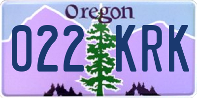 OR license plate 022KRK