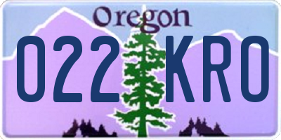 OR license plate 022KRO