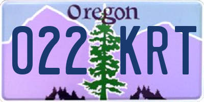 OR license plate 022KRT