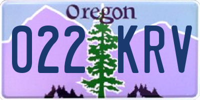 OR license plate 022KRV