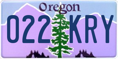 OR license plate 022KRY