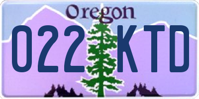 OR license plate 022KTD
