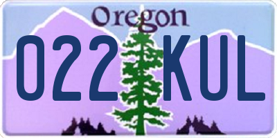 OR license plate 022KUL
