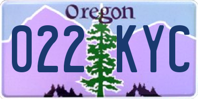 OR license plate 022KYC