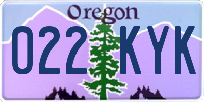 OR license plate 022KYK