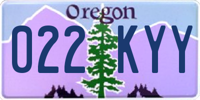 OR license plate 022KYY