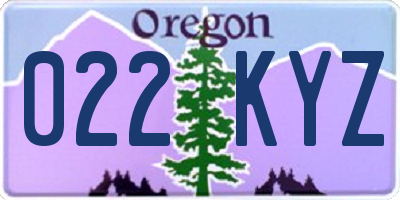 OR license plate 022KYZ
