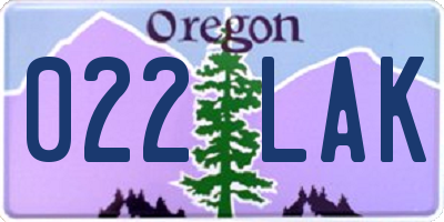 OR license plate 022LAK