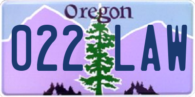 OR license plate 022LAW