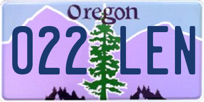 OR license plate 022LEN