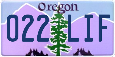 OR license plate 022LIF