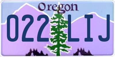 OR license plate 022LIJ