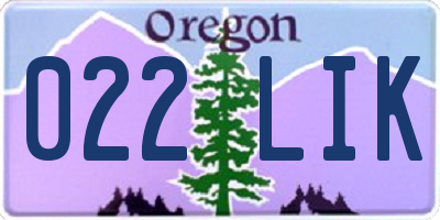 OR license plate 022LIK