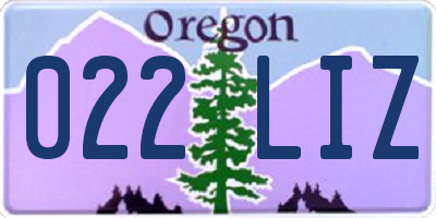OR license plate 022LIZ
