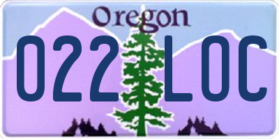 OR license plate 022LOC