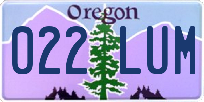 OR license plate 022LUM