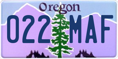 OR license plate 022MAF