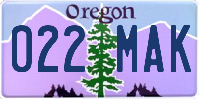 OR license plate 022MAK