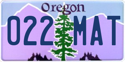 OR license plate 022MAT