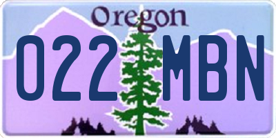 OR license plate 022MBN