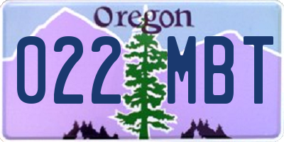 OR license plate 022MBT