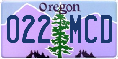 OR license plate 022MCD