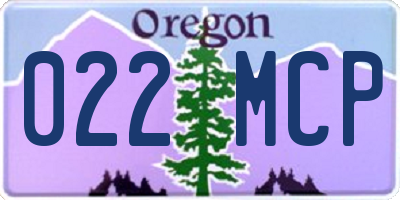 OR license plate 022MCP