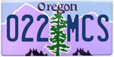 OR license plate 022MCS