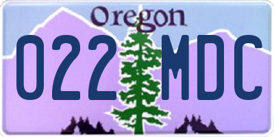 OR license plate 022MDC