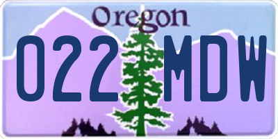 OR license plate 022MDW