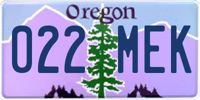 OR license plate 022MEK