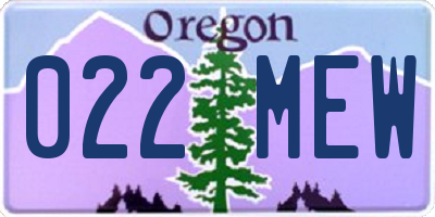 OR license plate 022MEW