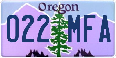 OR license plate 022MFA