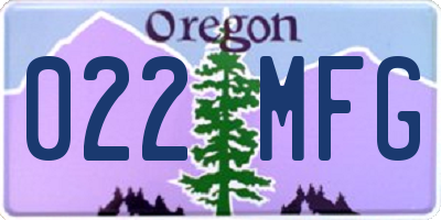 OR license plate 022MFG