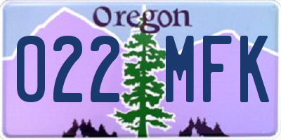 OR license plate 022MFK