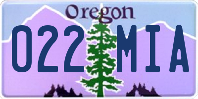 OR license plate 022MIA