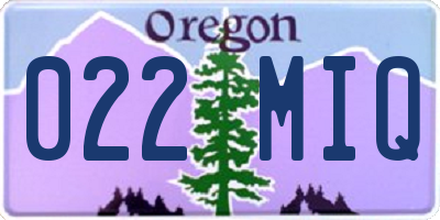 OR license plate 022MIQ