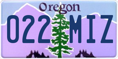 OR license plate 022MIZ