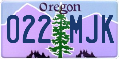 OR license plate 022MJK