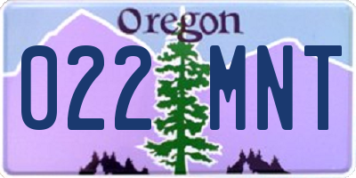 OR license plate 022MNT