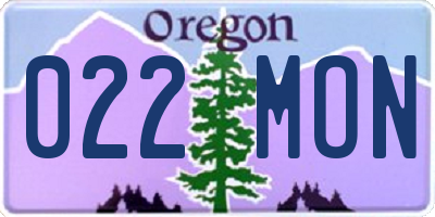 OR license plate 022MON