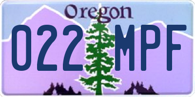 OR license plate 022MPF