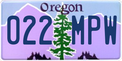OR license plate 022MPW