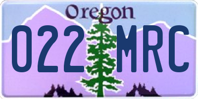 OR license plate 022MRC