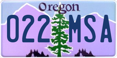 OR license plate 022MSA