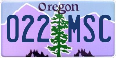 OR license plate 022MSC