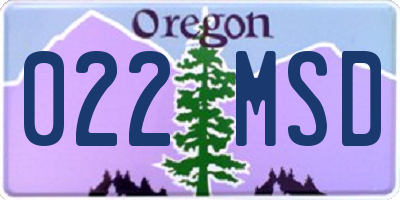 OR license plate 022MSD
